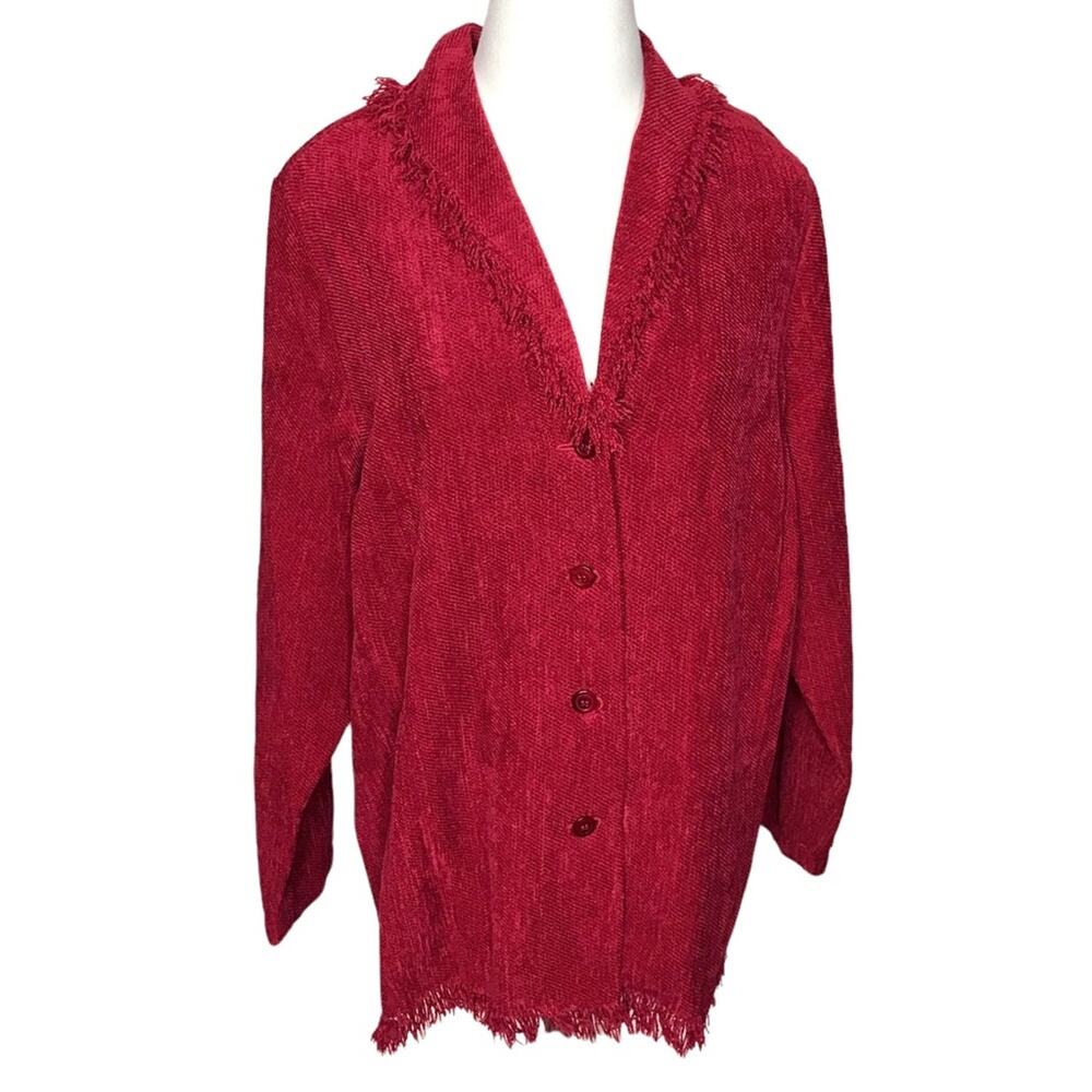 Stonebridge Size 1X Fringed Unlined Jacket-Barn Red